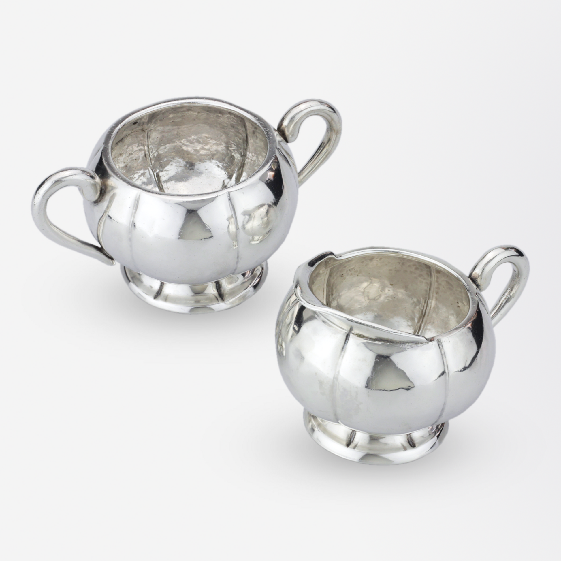 Sucrier et crémier en argent massif