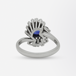 Platinum, Diamond and Cambodian Sapphire Ring