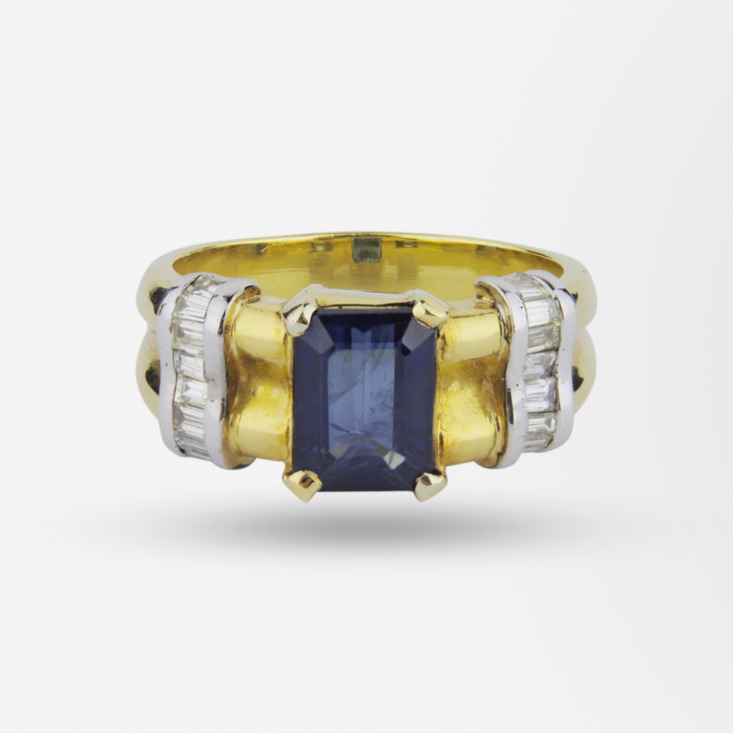18kt Gold, Diamond and Sapphire Ring