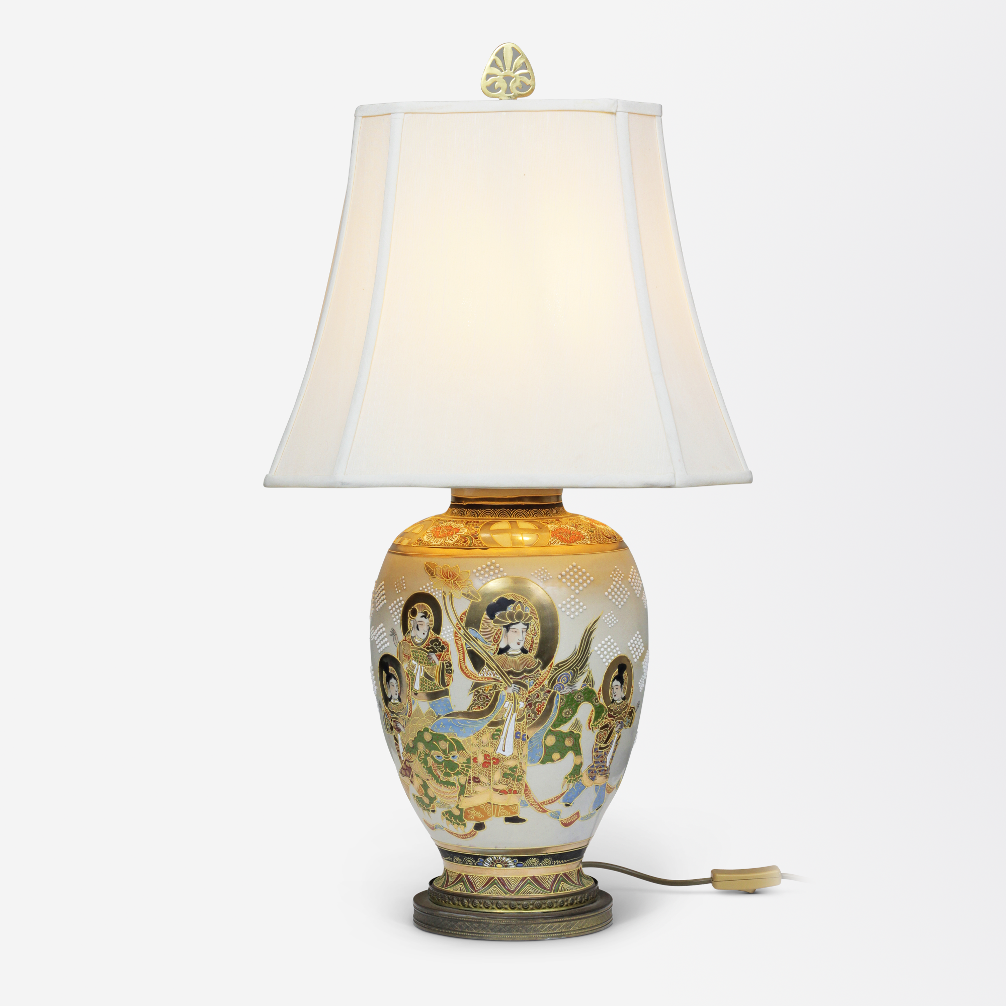 Lampe en porcelaine style Satsuma vintage