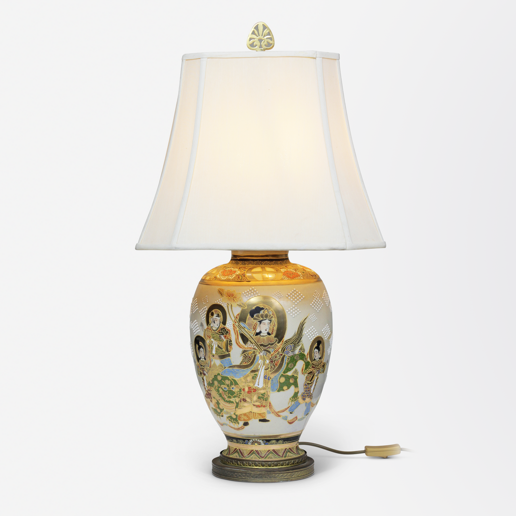 Vintage Satsuma Style Porcelain Lamp