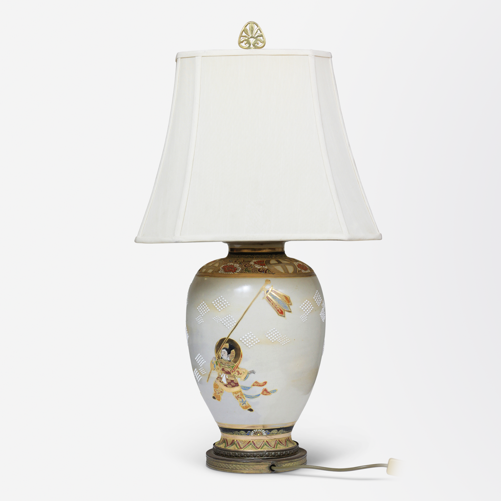 Lampe en porcelaine style Satsuma vintage