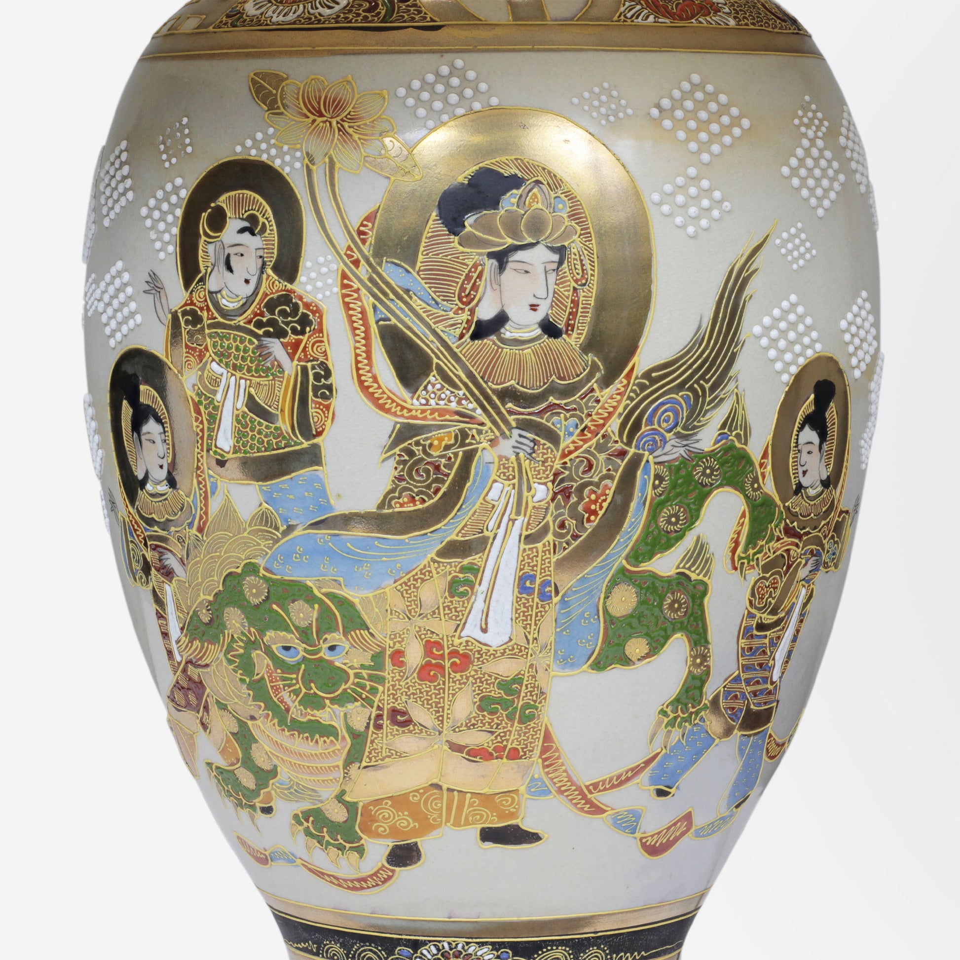 Lampe en porcelaine style Satsuma vintage