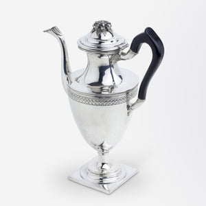 18th Century, American 'Coin Silver' Coffee Pot Attributed to Nathaniel Helme