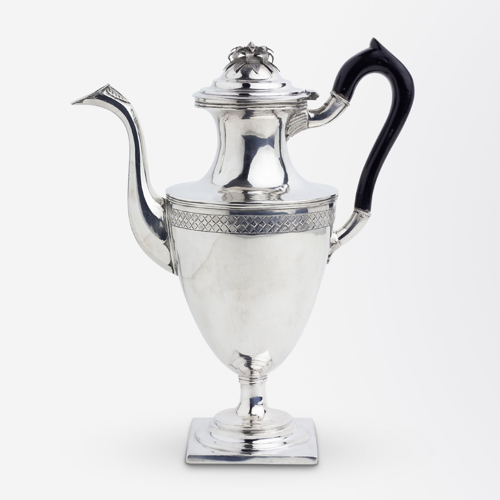 18th Century, American 'Coin Silver' Coffee Pot Attributed to Nathaniel Helme