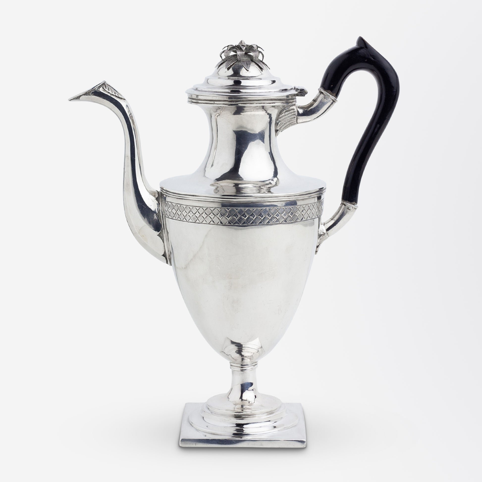 18th Century, American 'Coin Silver' Coffee Pot Attributed to Nathaniel Helme