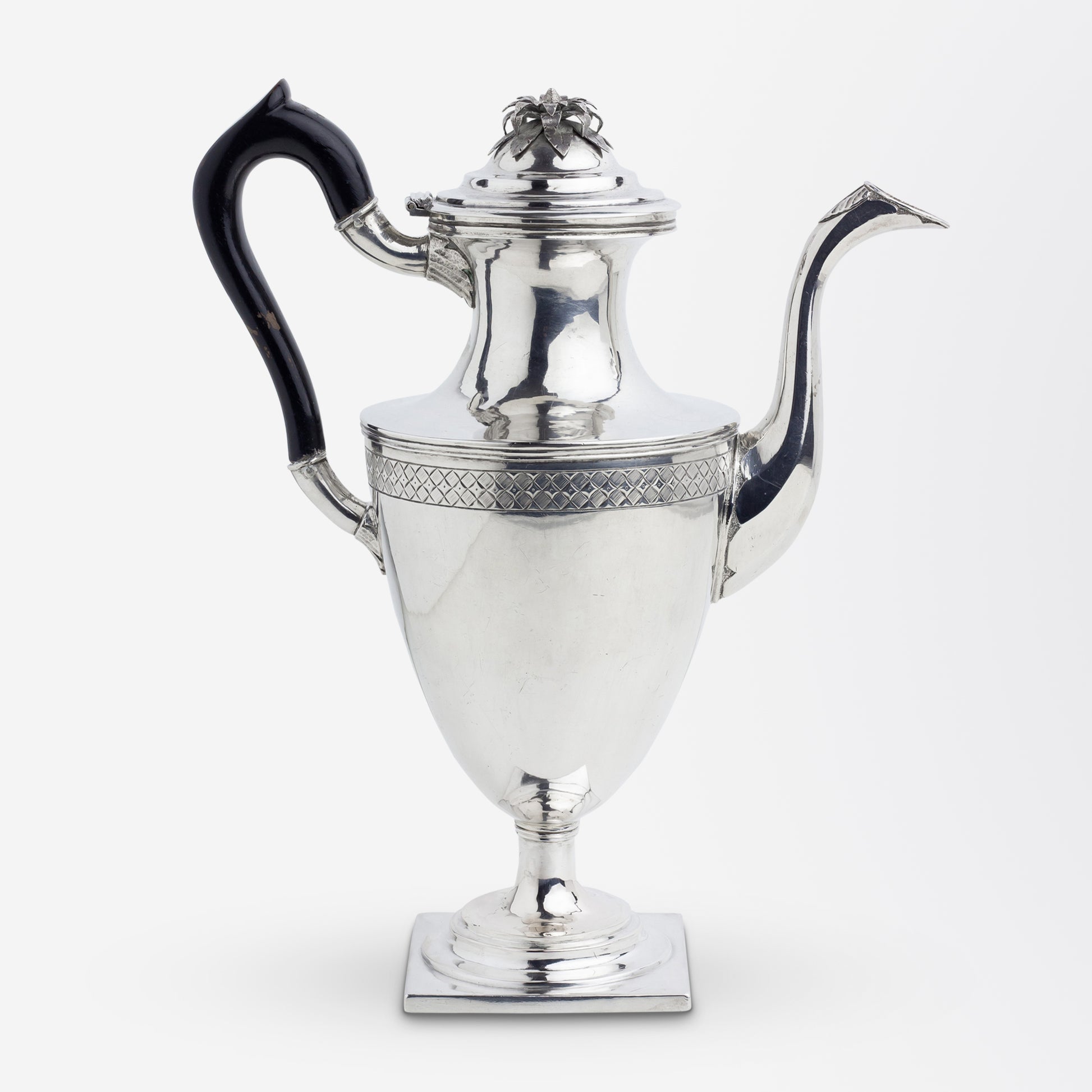 18th Century, American 'Coin Silver' Coffee Pot Attributed to Nathaniel Helme