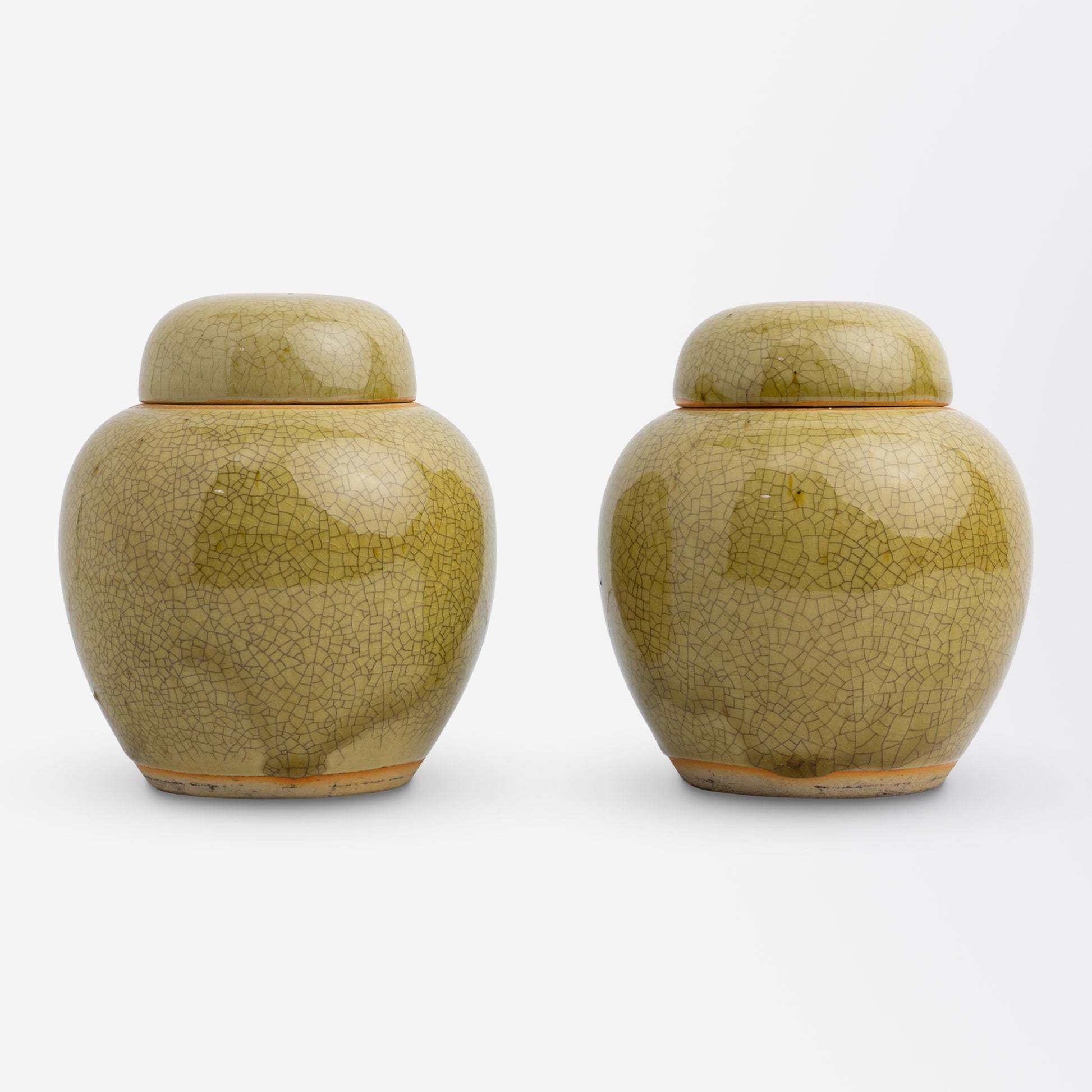 Pair of Small Japanese Crackle Glaze Ginger Jars