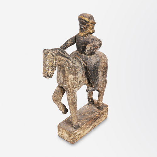 17th Century Hand Carved Santos Figure on Horse