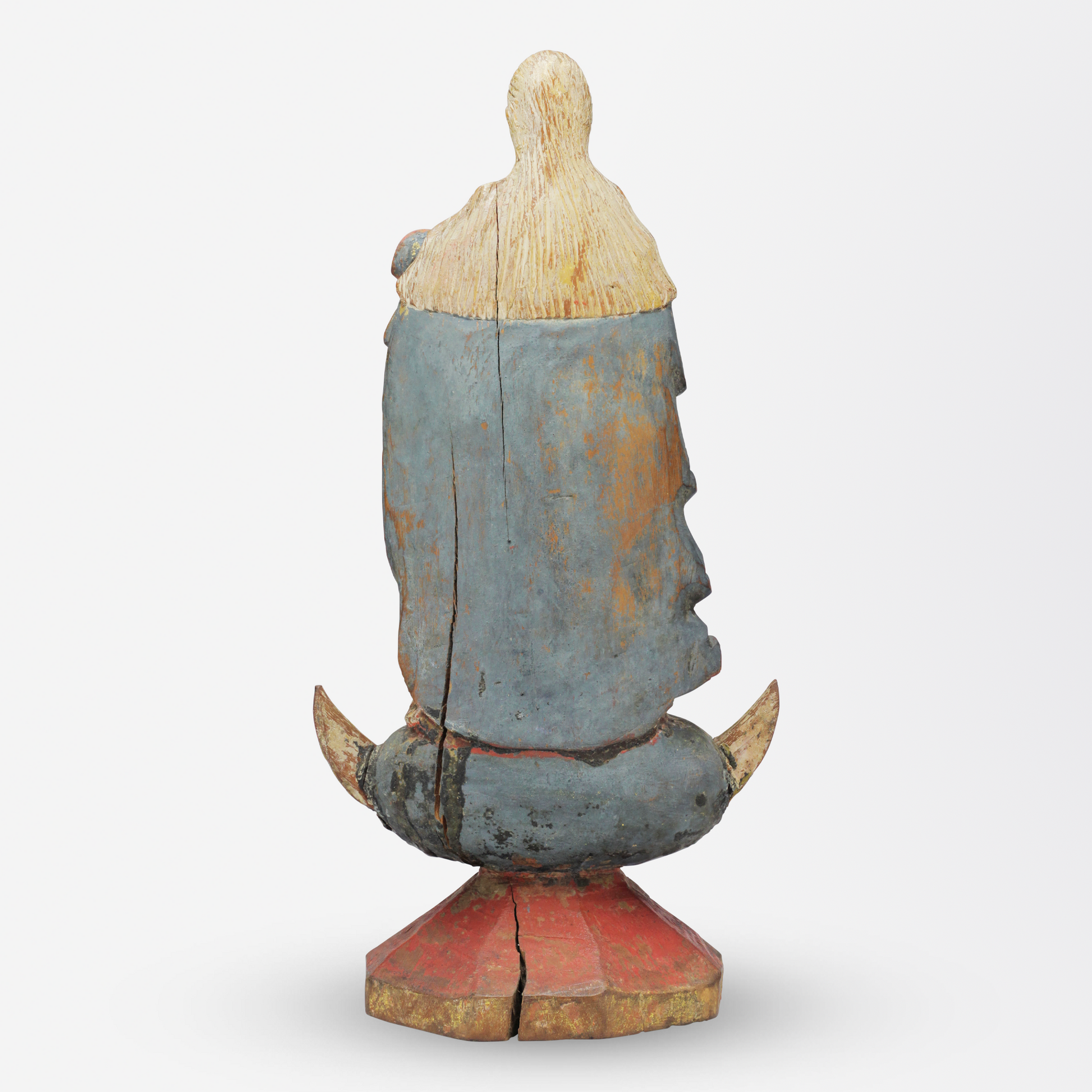 17th Century Polychrome Carved Timber Santos Figure of Saint Mary