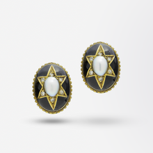 Load image into Gallery viewer, Pair of Victorian Pearl, Diamond and Enamel Earrings