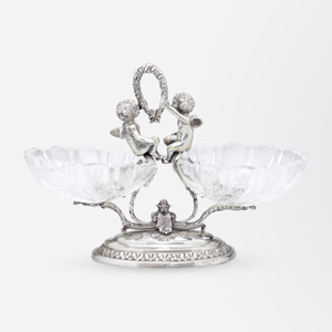Pair of Silver and Cut Glass Sweet Meat Dishes