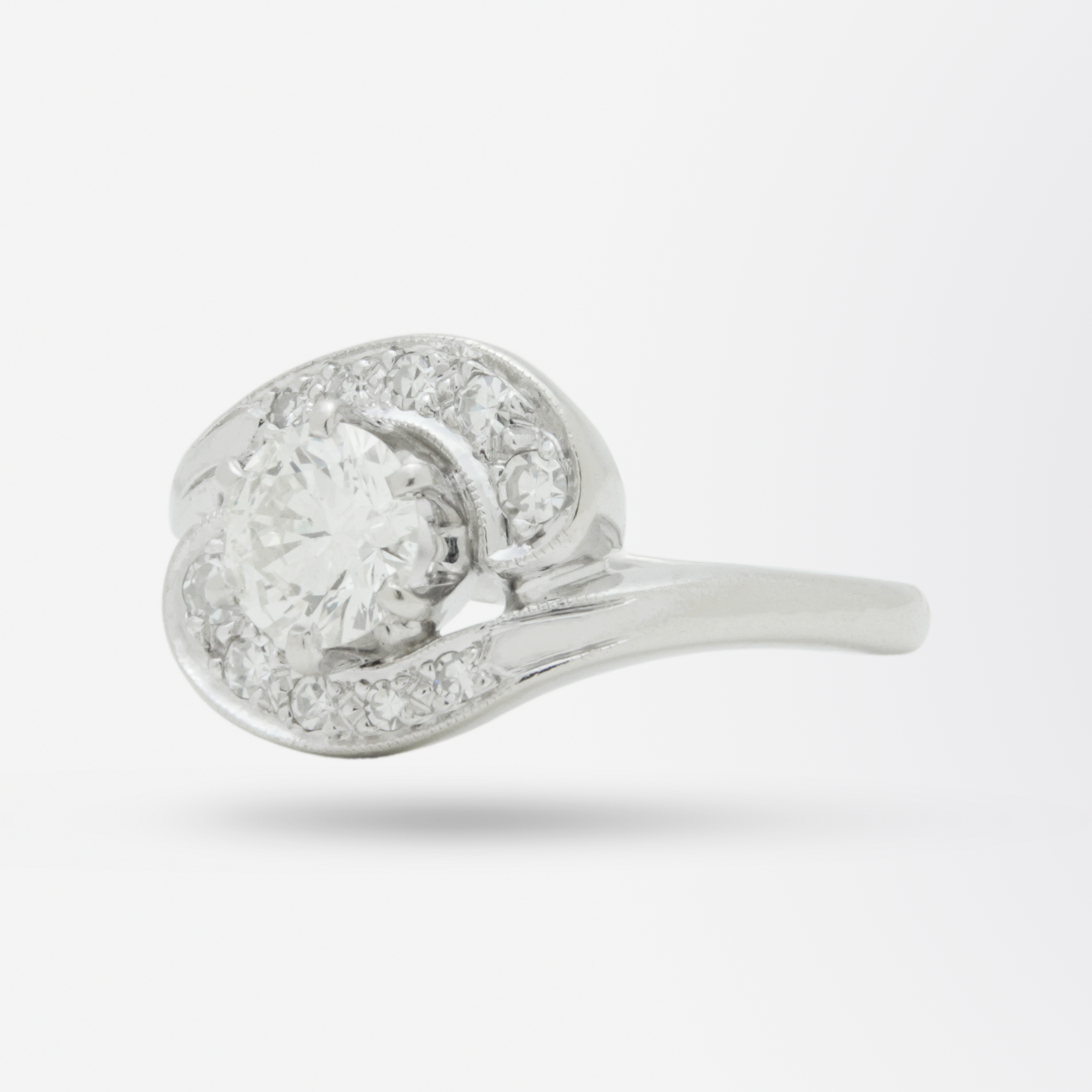 14kt White Gold and Diamond Swirl Ring