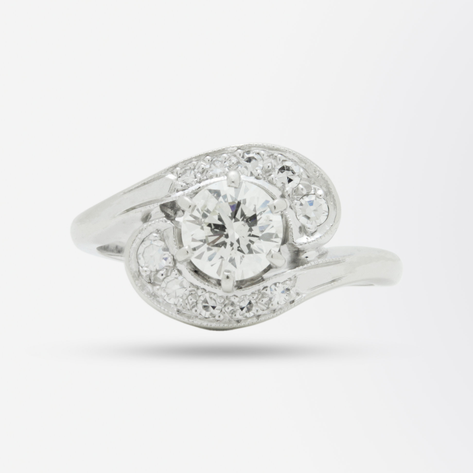 14kt White Gold and Diamond Swirl Ring