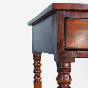 English Regency Period Mahogany Dressing Table With Tapered Ring Turned Legs