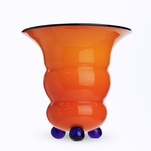 Art Deco Ribbed Tango Glass Vase by Loetz
