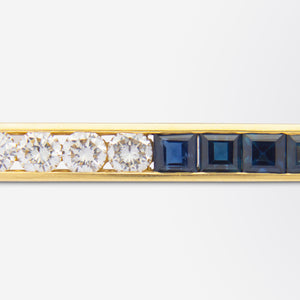 18kt Yellow Gold Diamond & Sapphire Bar Brooch/Pin by Tiffany & Co