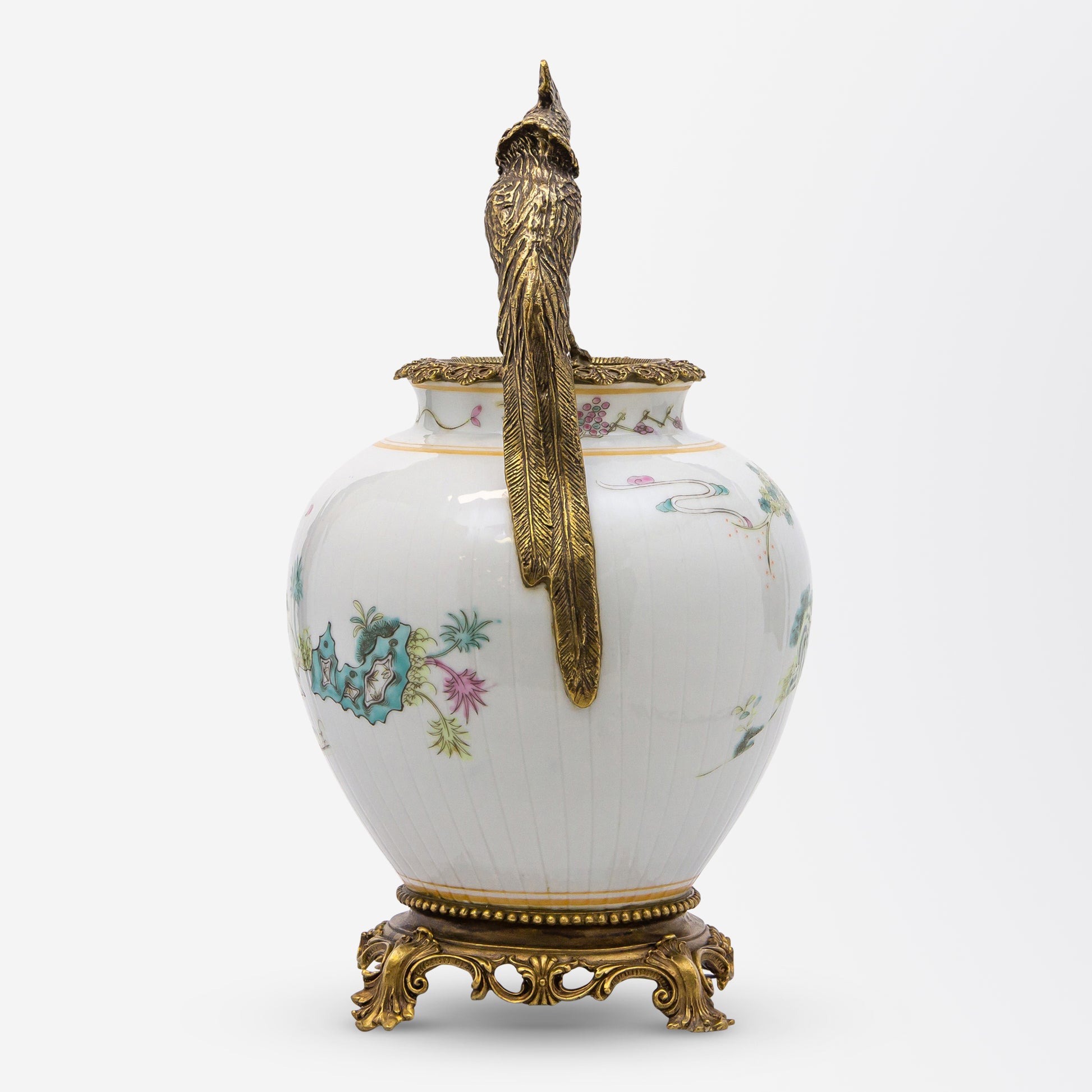 Chinese Tongzhi Porcelain Vase Decorated in Polychrome Enamels with Bronze Mounts