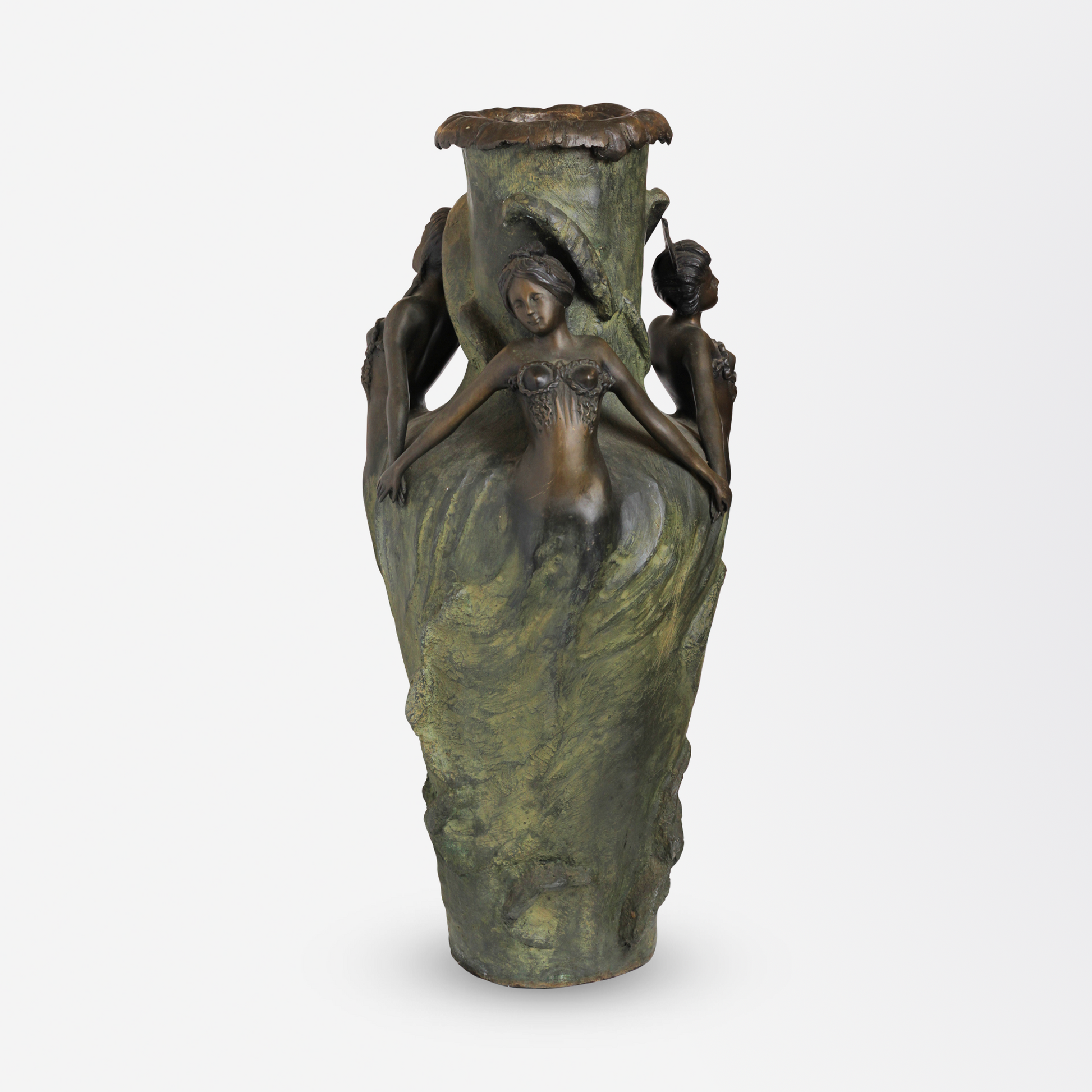 Art Nouveau Bronze Vase Depicting Dancing Maidens