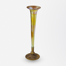 Load image into Gallery viewer, Tiffany Studios Glass and Bronze Trumpet Vase
