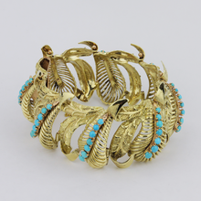 Load image into Gallery viewer, Retro Period 14kt Gold and Turquoise Bracelet