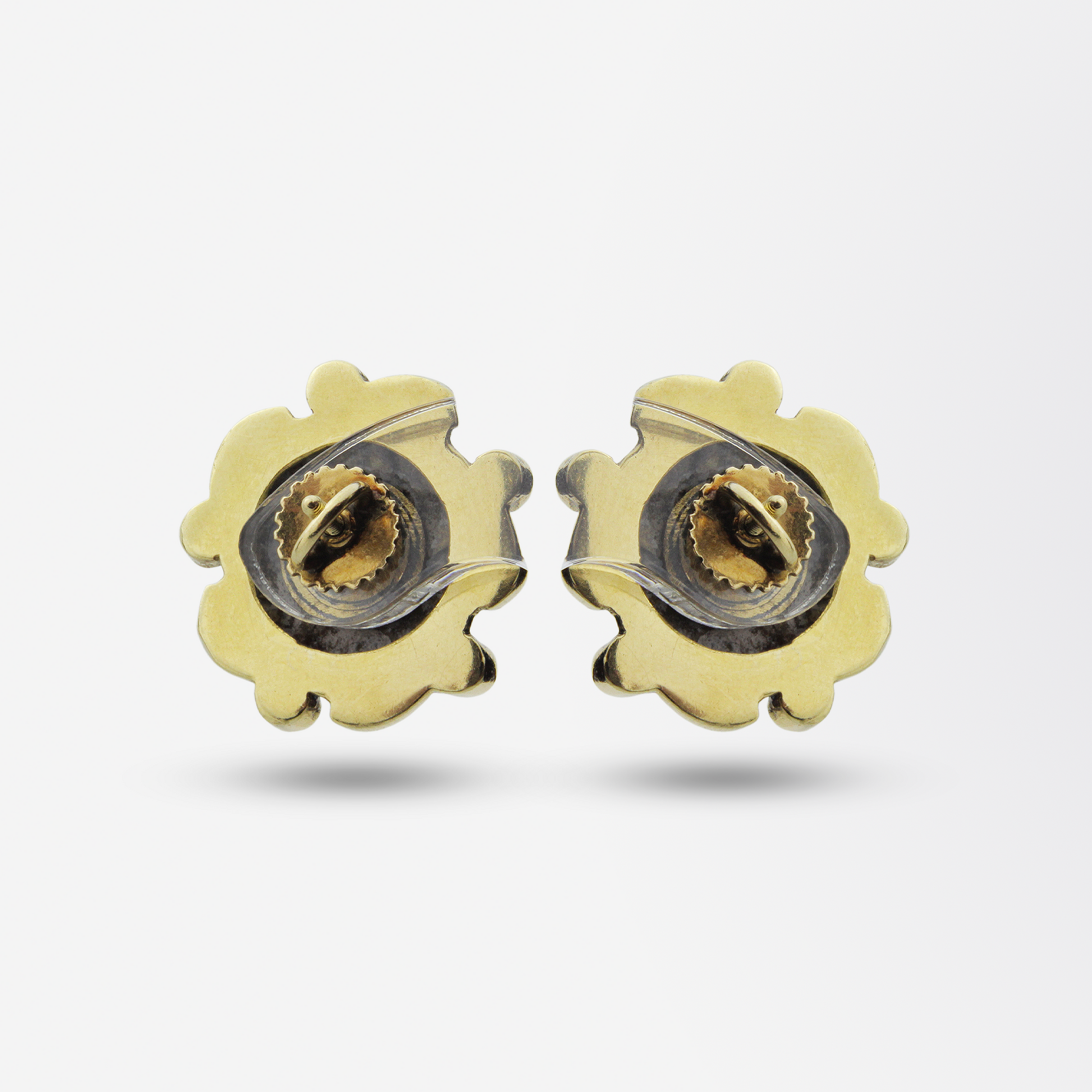 Paire de boucles d'oreilles puces en or 18 carats, agate et turquoise