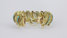 Load image into Gallery viewer, Retro Period 14kt Gold and Turquoise Bracelet