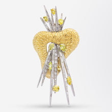 Load image into Gallery viewer, 18kt White &amp; Yellow Gold Spray Brooch With White &amp; Yellow Diamonds