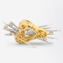 18kt White & Yellow Gold Spray Brooch With White & Yellow Diamonds