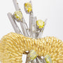 18kt White & Yellow Gold Spray Brooch With White & Yellow Diamonds