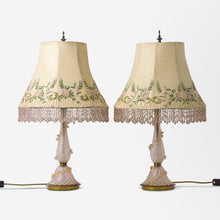 Load image into Gallery viewer, Italian Pair of Venetian Glass Lamp Bases with Complimentary Shades