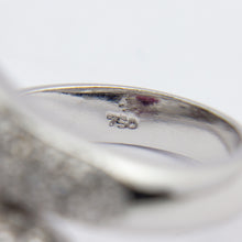Load image into Gallery viewer, 18kt White Gold, Diamond, Ruby, and Sapphire Bypass Ring