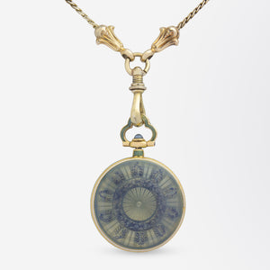 18kt Gold, Tiffany & Co Enamelled Pendant Watch on Chain