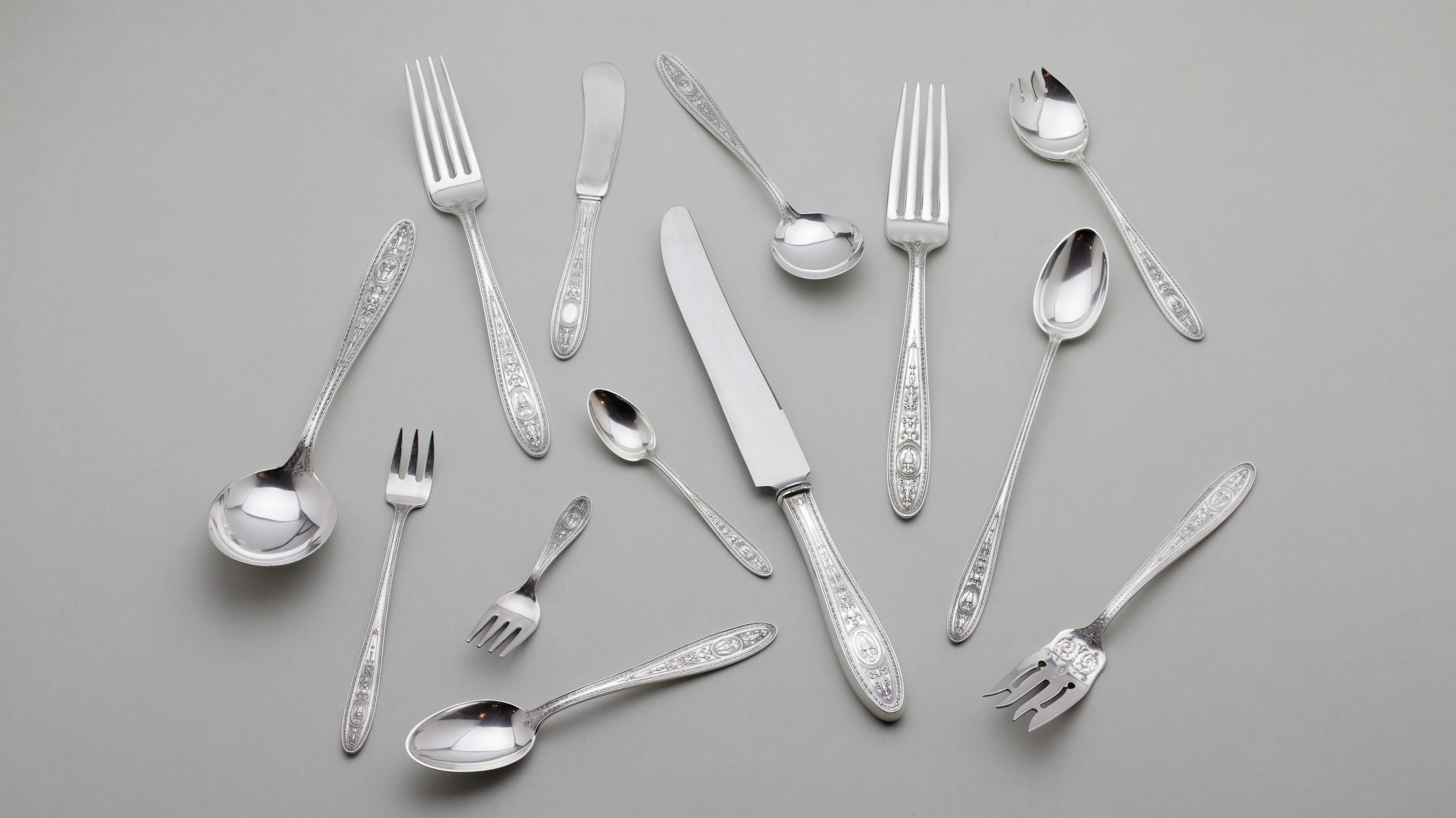 Sterling Silver Flatware Set by International Silver in the Wedgwood Pattern