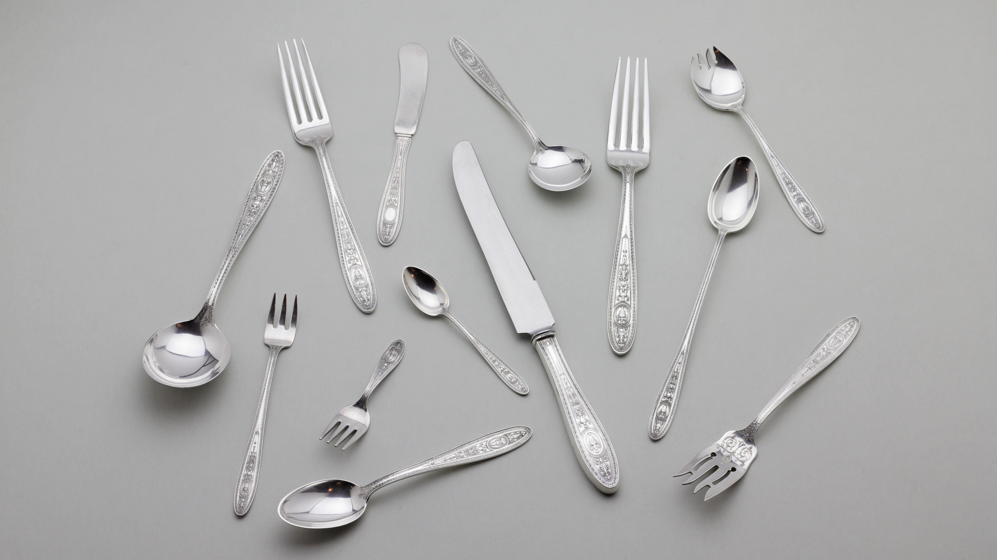 Sterling Silver Flatware Set by International Silver in the Wedgwood Pattern