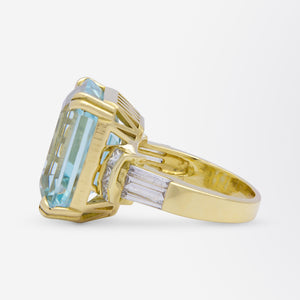 16.05ct Aquamarine & Diamond 18kt Gold Ring