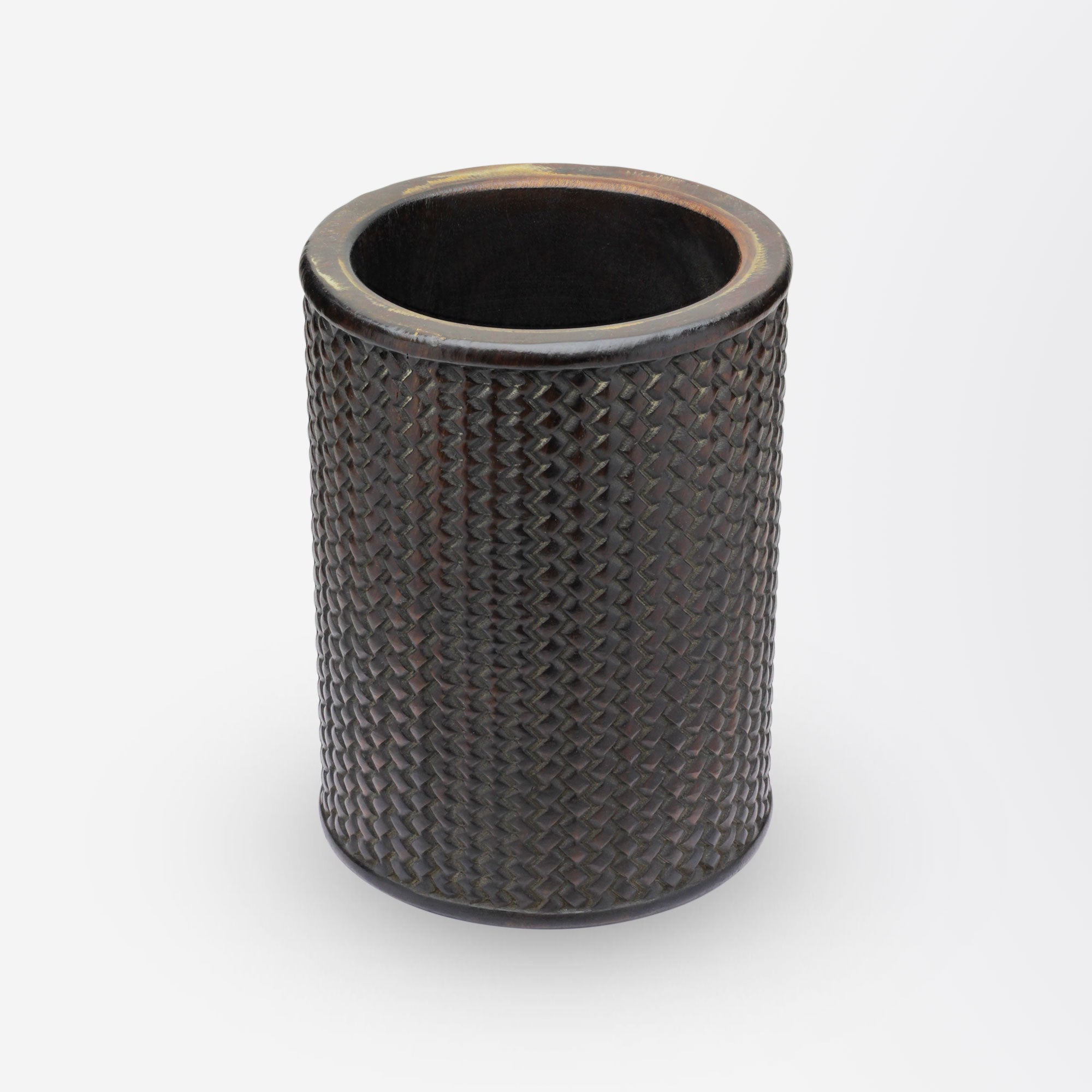 Pot à pinceaux en zitan sculpté