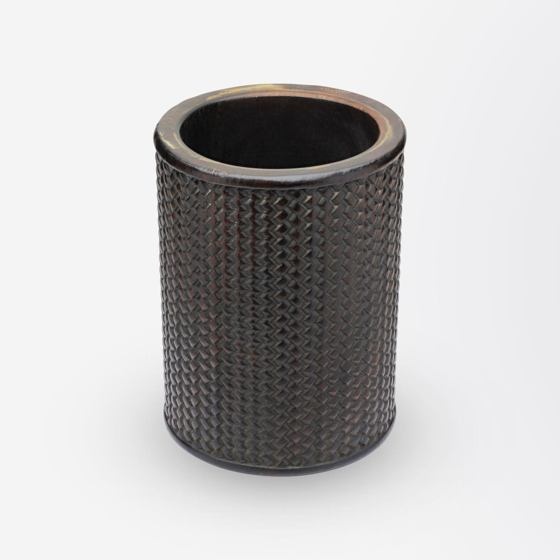 Pot à pinceaux en zitan sculpté