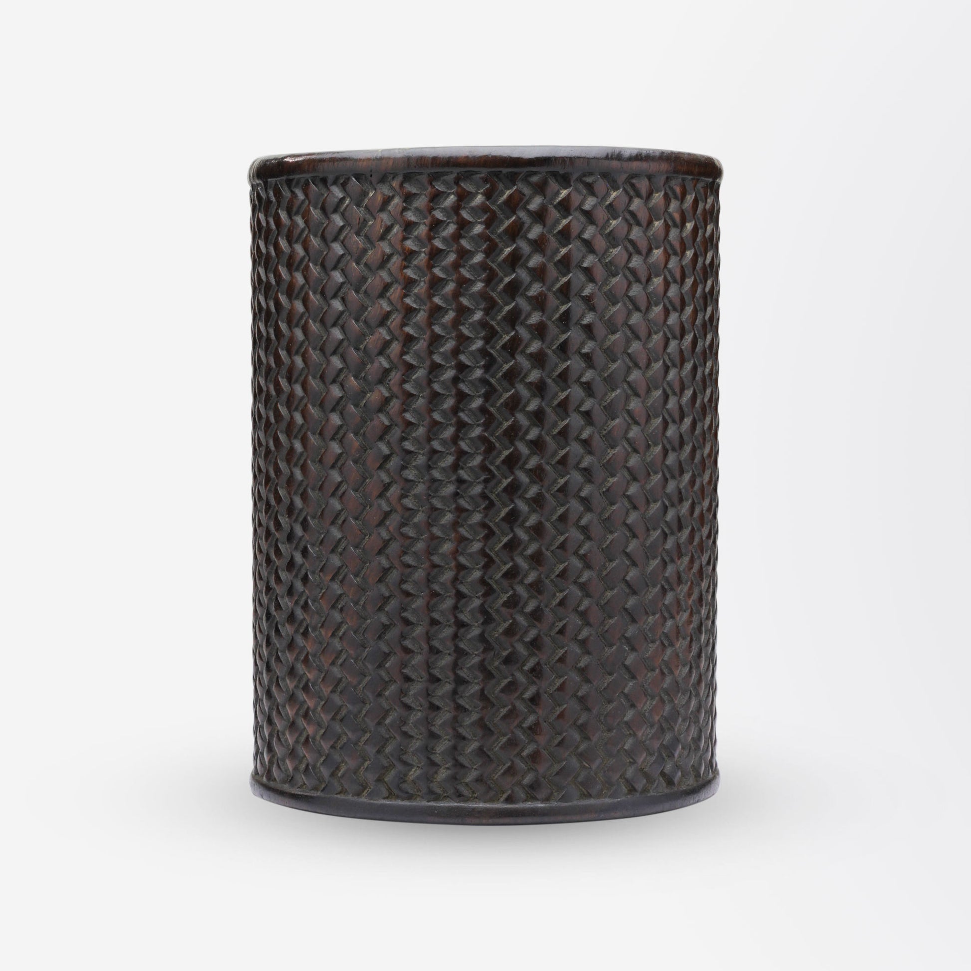 Pot à pinceaux en zitan sculpté