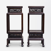 Load image into Gallery viewer, A Pair of Qing Dynasty, Zitan Timber Incense Stands