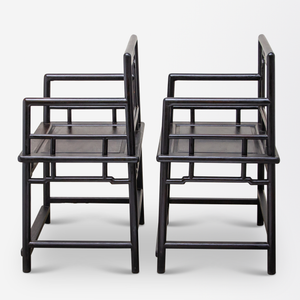 Pair of Chinese Zitan Hardwood Rose Chairs
