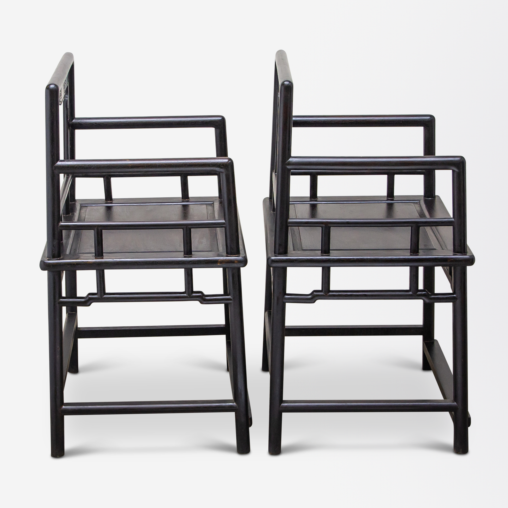 Paire de chaises roses en bois dur de zitan chinois