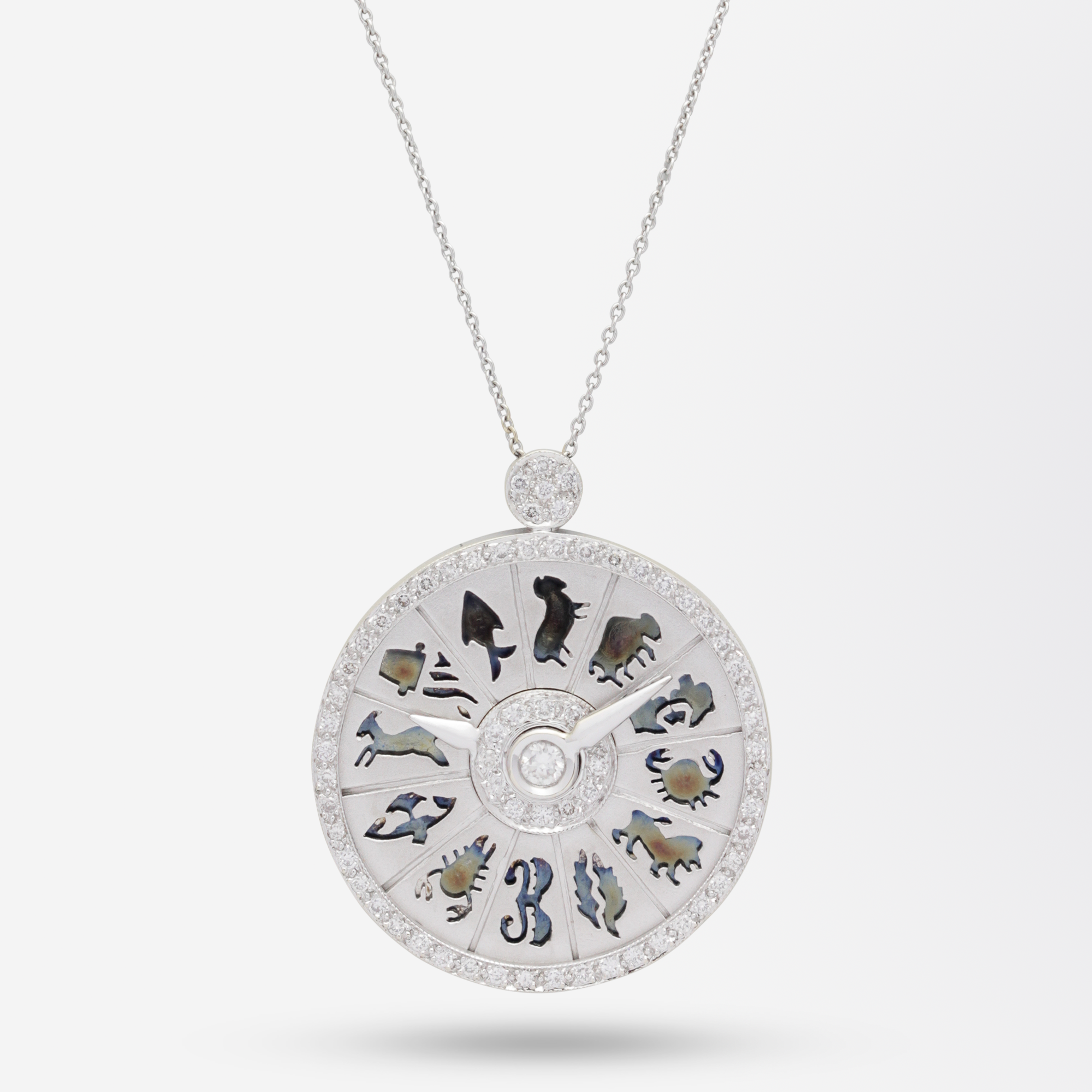 18kt White Gold Zodiac Pendant with Diamonds